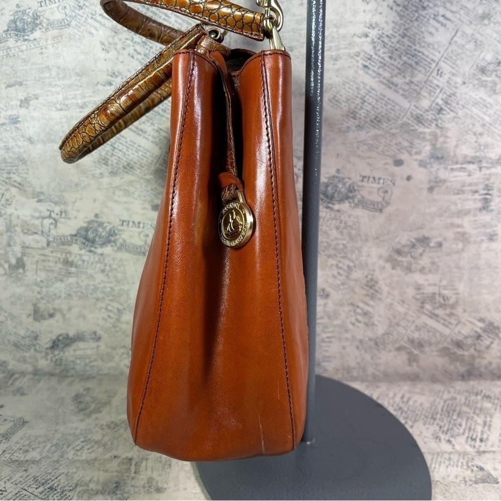 Vintage Brahmin Tuscan Brown Orange Croc Embossed Leather Satchel Crossbody Bag - Picture 6 of 15